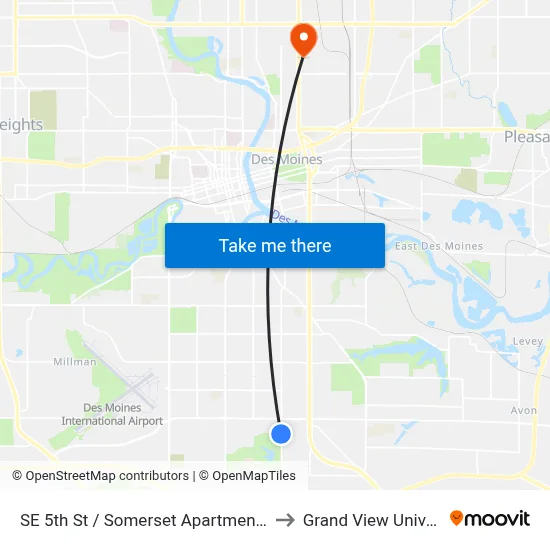 SE 5th St / Somerset Apartments, Dsm to Grand View University map