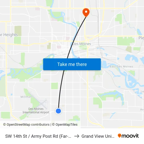 SW 14th St / Army Post Rd (Far-Side), Dsm to Grand View University map