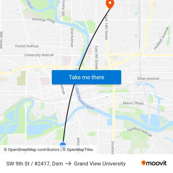 SW 9th St / #2417, Dsm to Grand View University map