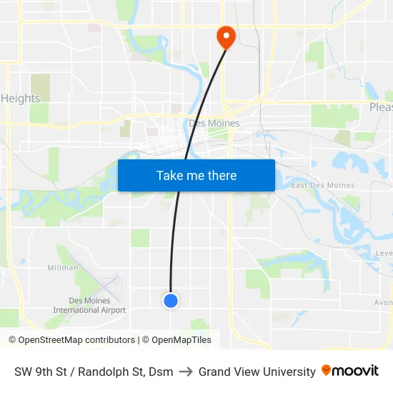 SW 9th St / Randolph St, Dsm to Grand View University map