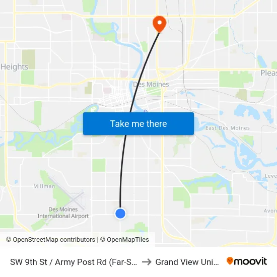 SW 9th St / Army Post Rd (Far-Side), Dsm to Grand View University map