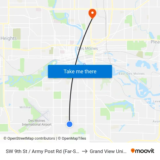 SW 9th St / Army Post Rd (Far-Side), Dsm to Grand View University map