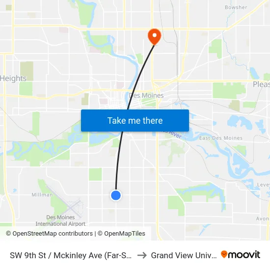 SW 9th St / Mckinley Ave (Far-Side), Dsm to Grand View University map