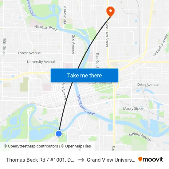 Thomas Beck Rd / #1001, Dsm to Grand View University map