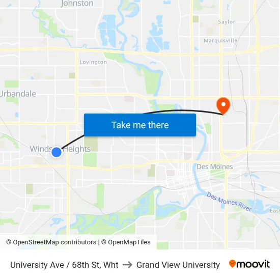 University Ave / 68th St, Wht to Grand View University map