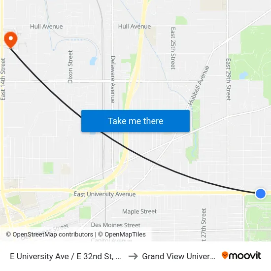 E University Ave / E 32nd St, Dsm to Grand View University map