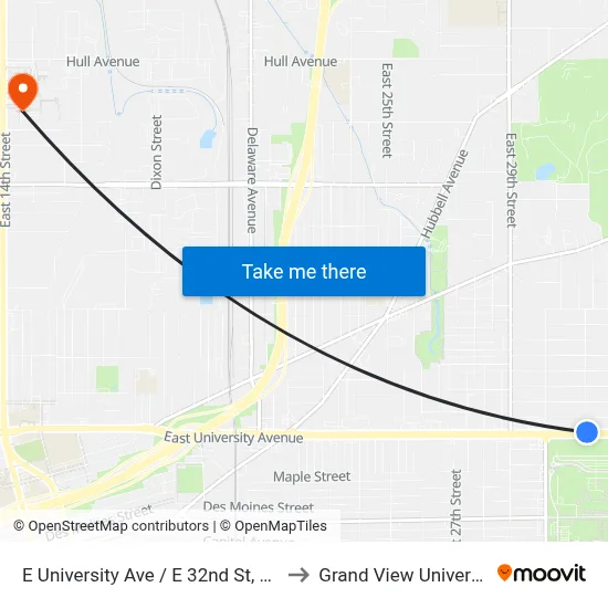 E University Ave / E 32nd St, Dsm to Grand View University map