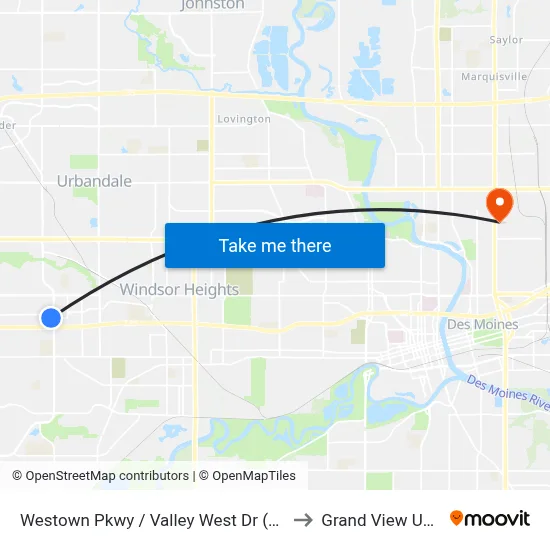 Westown Pkwy / Valley West Dr (Far-Side), Wdm to Grand View University map