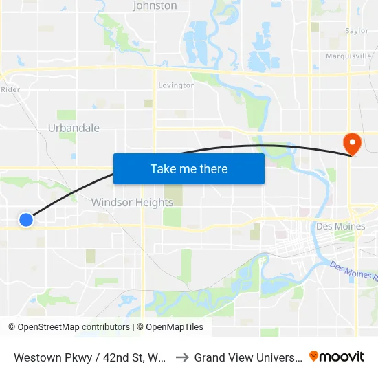 Westown Pkwy / 42nd St, Wdm to Grand View University map