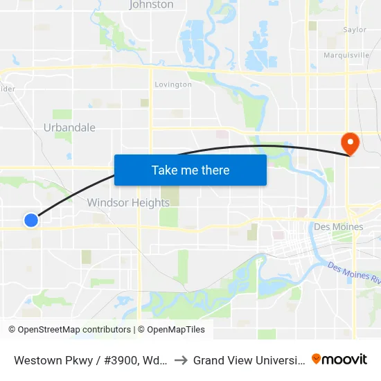 Westown Pkwy / #3900, Wdm to Grand View University map