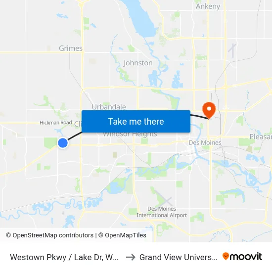 Westown Pkwy / Lake Dr, Wdm to Grand View University map