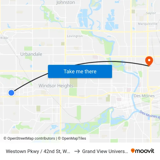 Westown Pkwy / 42nd St, Wdm to Grand View University map