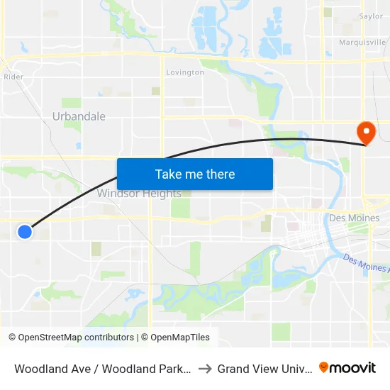Woodland Ave / Woodland Park Dr, Wdm to Grand View University map