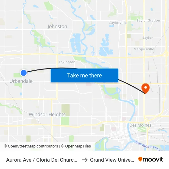 Aurora Ave / Gloria Dei Church, Urb to Grand View University map