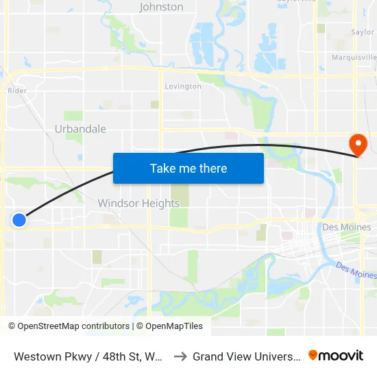 Westown Pkwy / 48th St, Wdm to Grand View University map