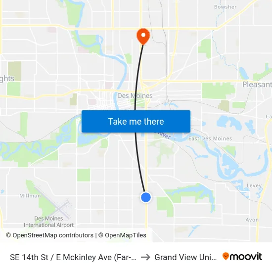 SE 14th St / E Mckinley Ave (Far-Side), Dsm to Grand View University map