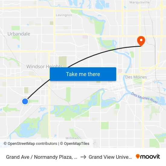 Grand Ave / Normandy Plaza, Wdm to Grand View University map