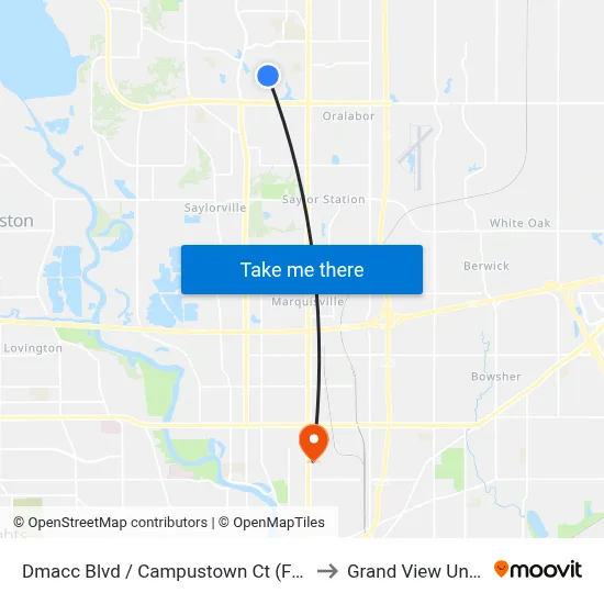 Dmacc Blvd / Campustown Ct (Far-Side), Ank to Grand View University map
