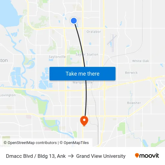 Dmacc Blvd / Bldg 13, Ank to Grand View University map