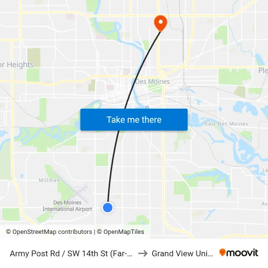 Army Post Rd / SW 14th St (Far-Side), Dsm to Grand View University map