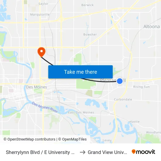 Sherrylynn Blvd / E University Ave, Plh to Grand View University map
