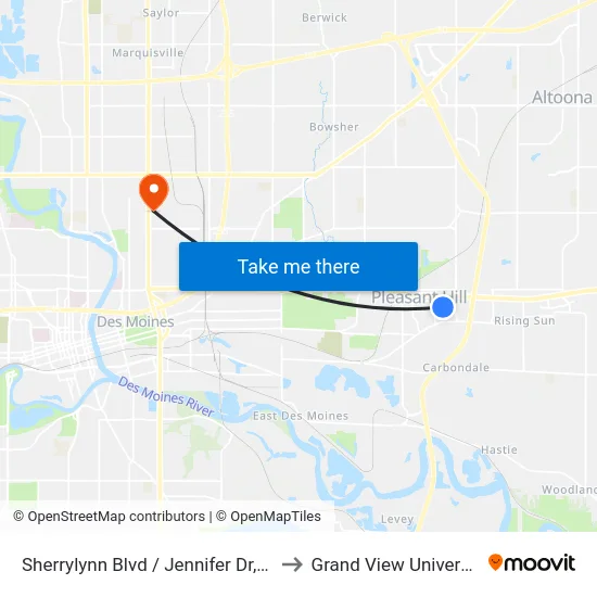 Sherrylynn Blvd / Jennifer Dr, Plh to Grand View University map