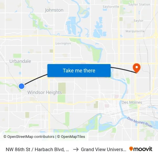 NW 86th St / Harbach Blvd, Clv to Grand View University map