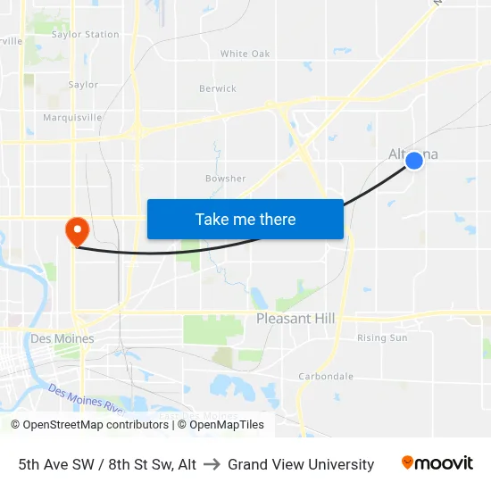 5th Ave SW / 8th St Sw, Alt to Grand View University map
