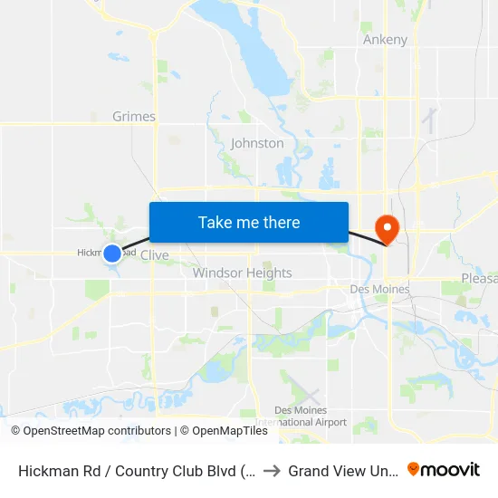 Hickman Rd / Country Club Blvd (Far-Side), Clv to Grand View University map