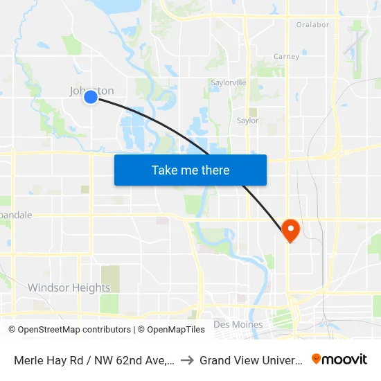 Merle Hay Rd / NW 62nd Ave, Jst to Grand View University map