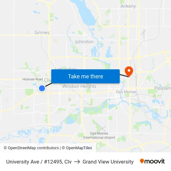 University Ave / #12495, Clv to Grand View University map