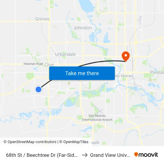 68th St / Beechtree Dr (Far-Side), Wdm to Grand View University map