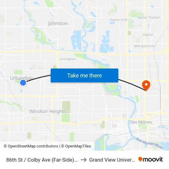 86th St / Colby Ave (Far-Side), Urb to Grand View University map