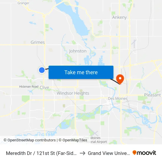 Meredith Dr / 121st St (Far-Side), Urb to Grand View University map