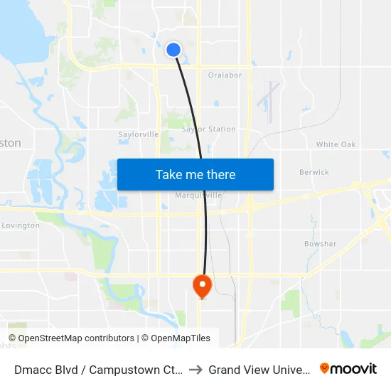 Dmacc Blvd / Campustown Ct, Ank to Grand View University map