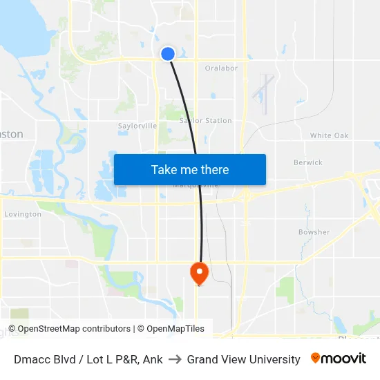 Dmacc Blvd / Lot L P&R, Ank to Grand View University map