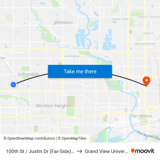 100th St / Justin Dr (Far-Side), Urb to Grand View University map
