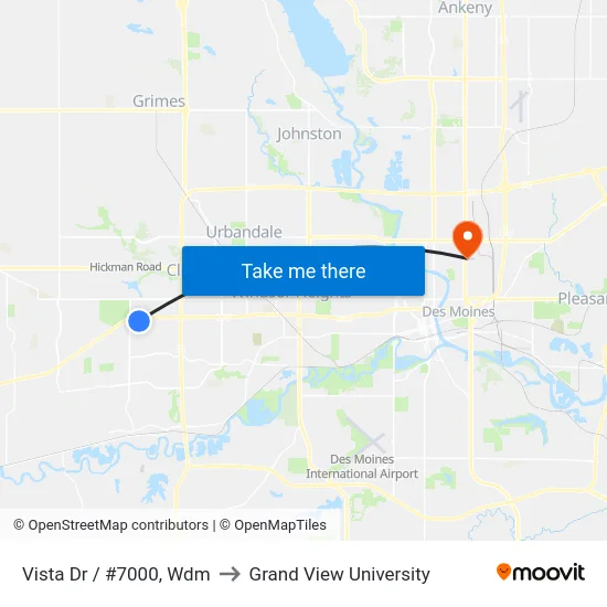 Vista Dr / #7000, Wdm to Grand View University map