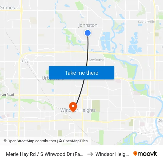 Merle Hay Rd / S Winwood Dr (Far-Side), Jst to Windsor Heights, IA map
