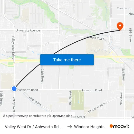 Valley West Dr / Ashworth Rd, Wdm to Windsor Heights, IA map