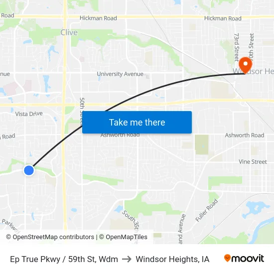 Ep True Pkwy / 59th St, Wdm to Windsor Heights, IA map