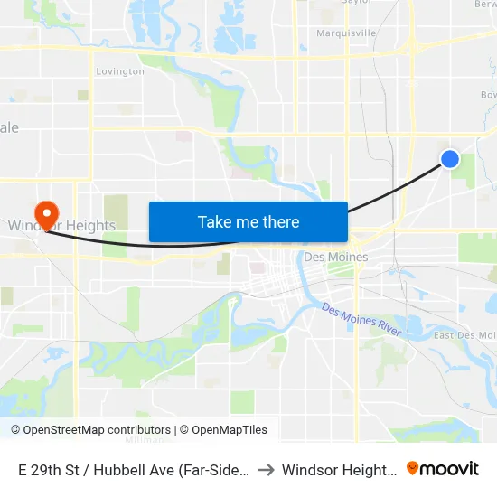 E 29th St / Hubbell Ave (Far-Side), Dsm to Windsor Heights, IA map