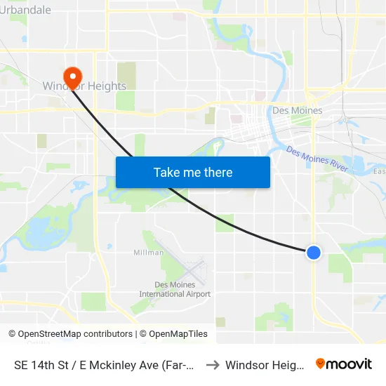 SE 14th St / E Mckinley Ave (Far-Side), Dsm to Windsor Heights, IA map