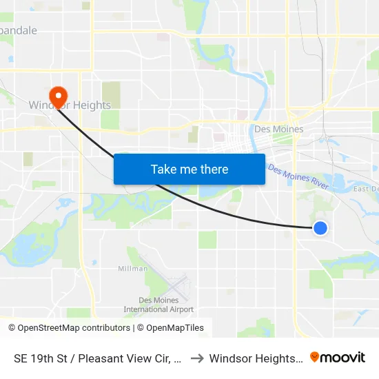 SE 19th St / Pleasant View Cir, Dsm to Windsor Heights, IA map