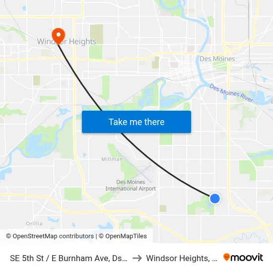 SE 5th St / E Burnham Ave, Dsm to Windsor Heights, IA map
