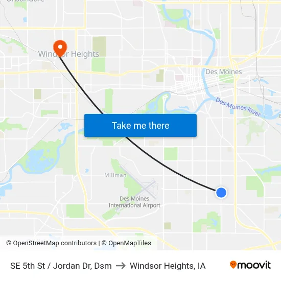 SE 5th St / Jordan Dr, Dsm to Windsor Heights, IA map