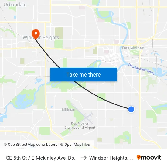 SE 5th St / E Mckinley Ave, Dsm to Windsor Heights, IA map
