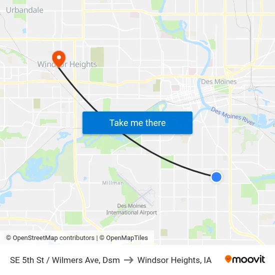 SE 5th St / Wilmers Ave, Dsm to Windsor Heights, IA map