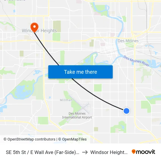 SE 5th St / E Wall Ave (Far-Side), Dsm to Windsor Heights, IA map
