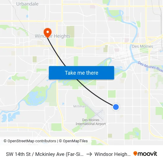 SW 14th St / Mckinley Ave (Far-Side), Dsm to Windsor Heights, IA map